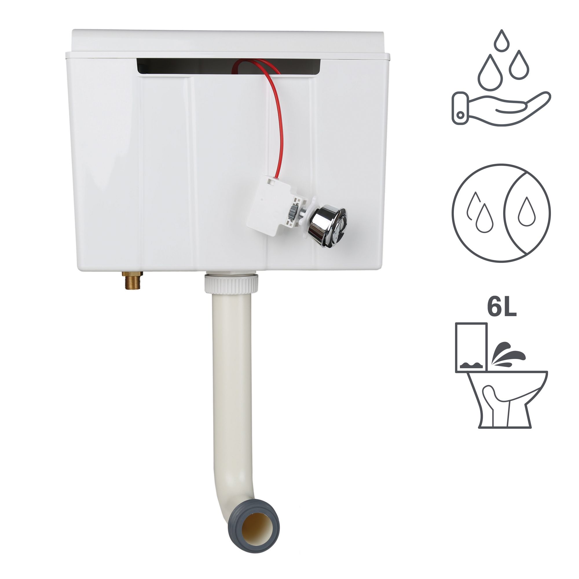 Flomasta Concealed Cistern White Concealed Bottom inlet Water-saving Cistern (H)30cm (W)14.3cm (D)14.3cm