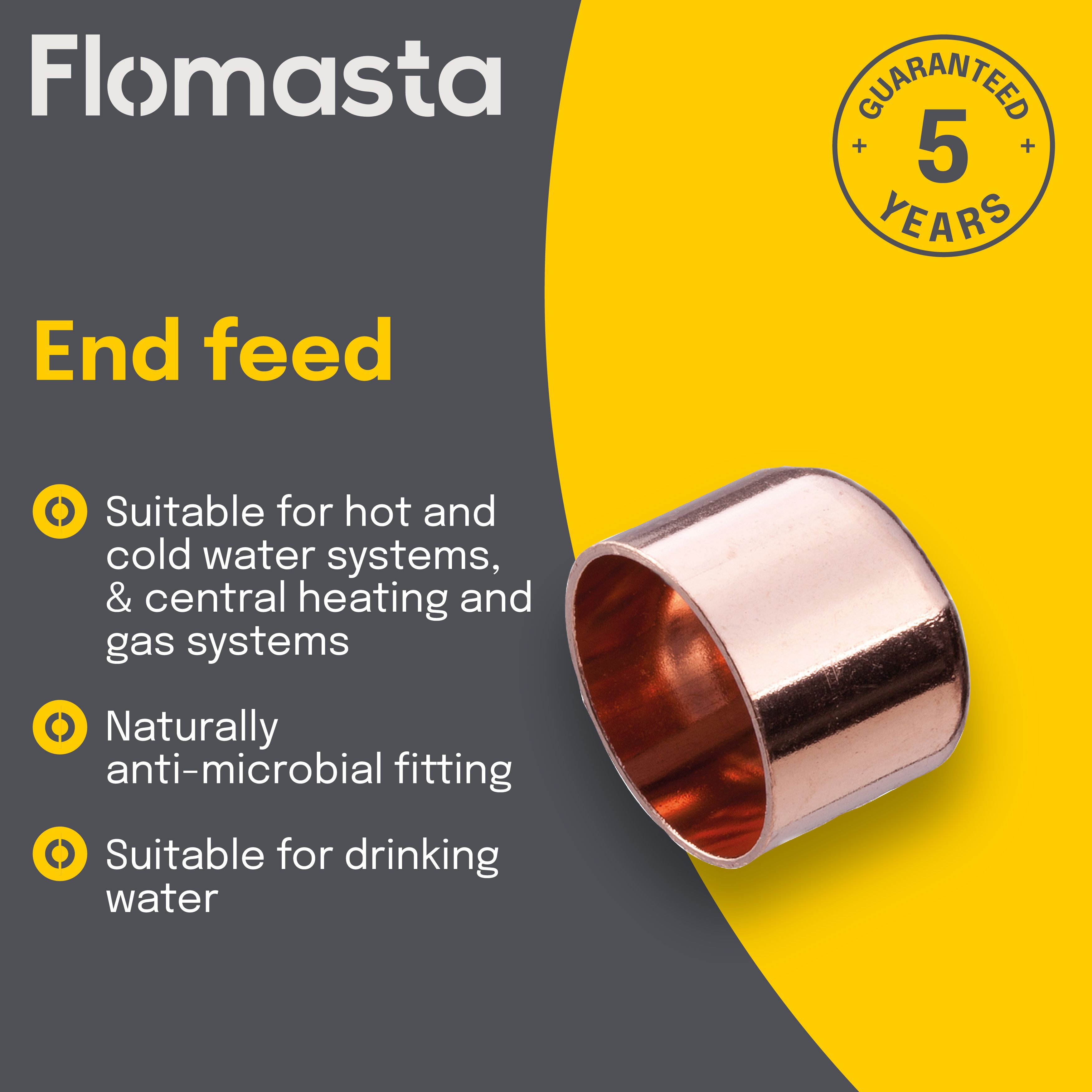 Flomasta Copper End feed Stop end (Dia)22mm, Pack of 20
