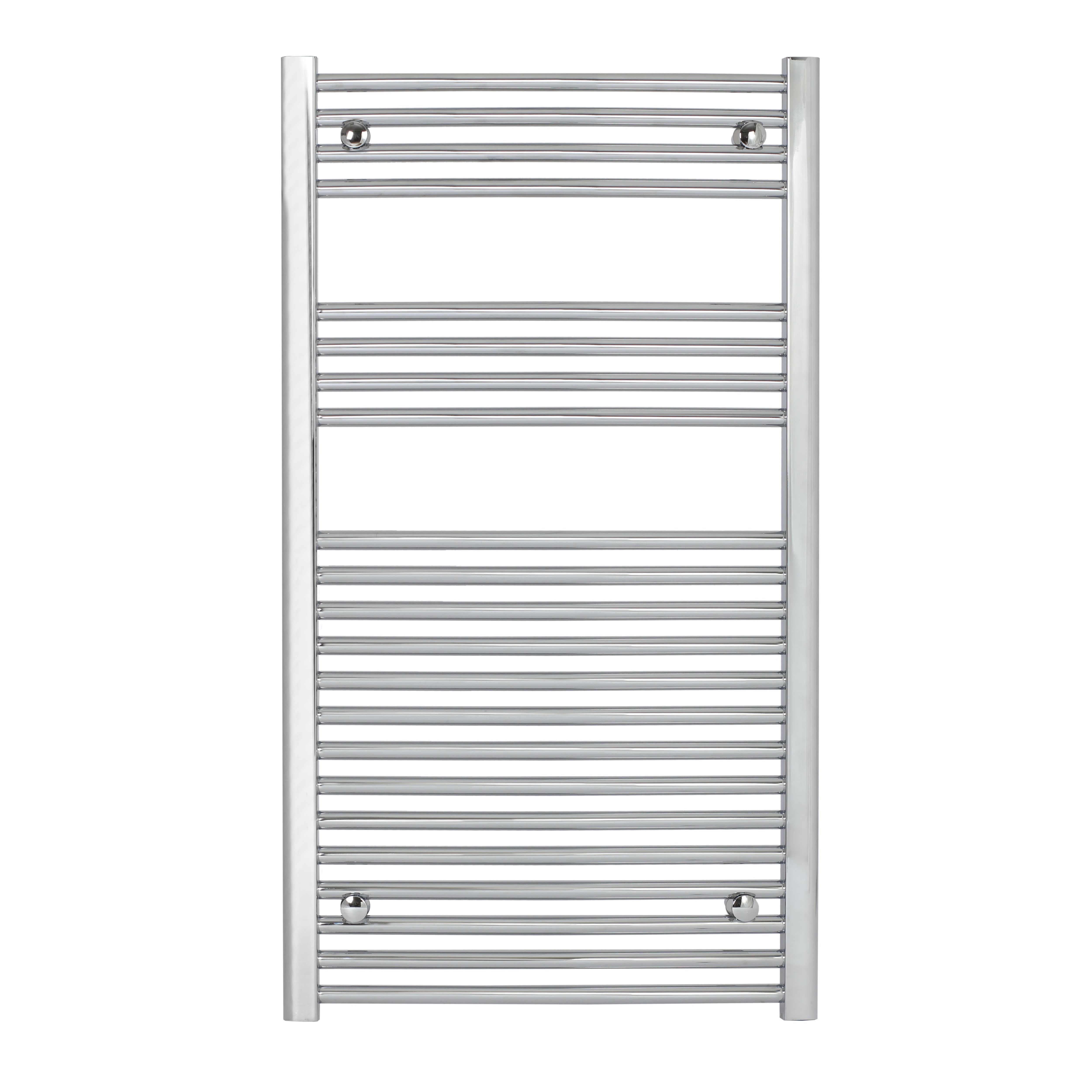 Flomasta Curved Chrome effect 1388BTU Vertical Towel radiator (W)600mm ...
