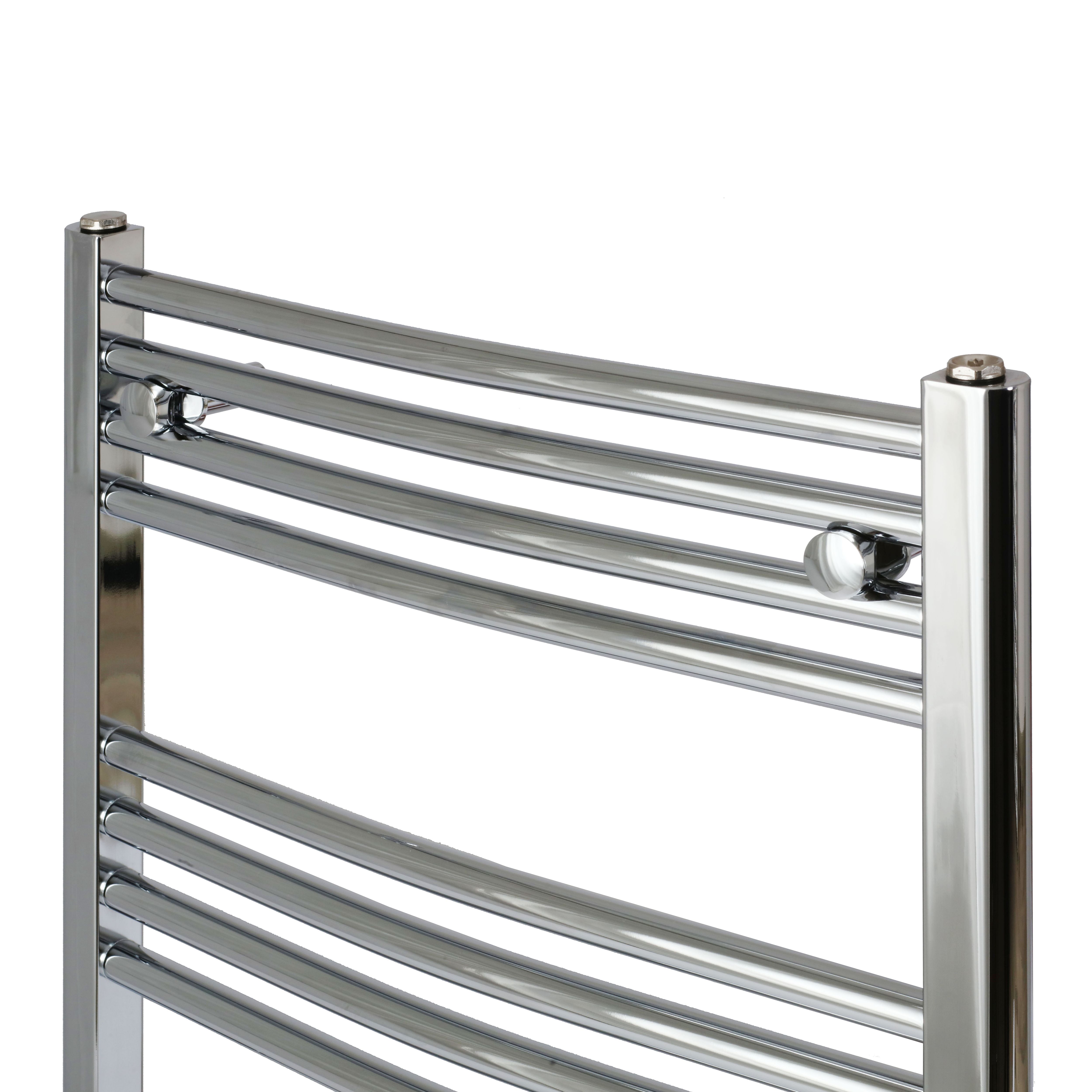 Flomasta Curved Chrome effect 1388BTU Vertical Towel radiator (W)600mm x (H)1100mm