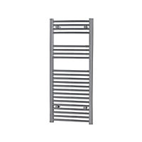 Flomasta Curved Chrome effect Vertical Curved Towel radiator (W)450mm x (H)1100mm