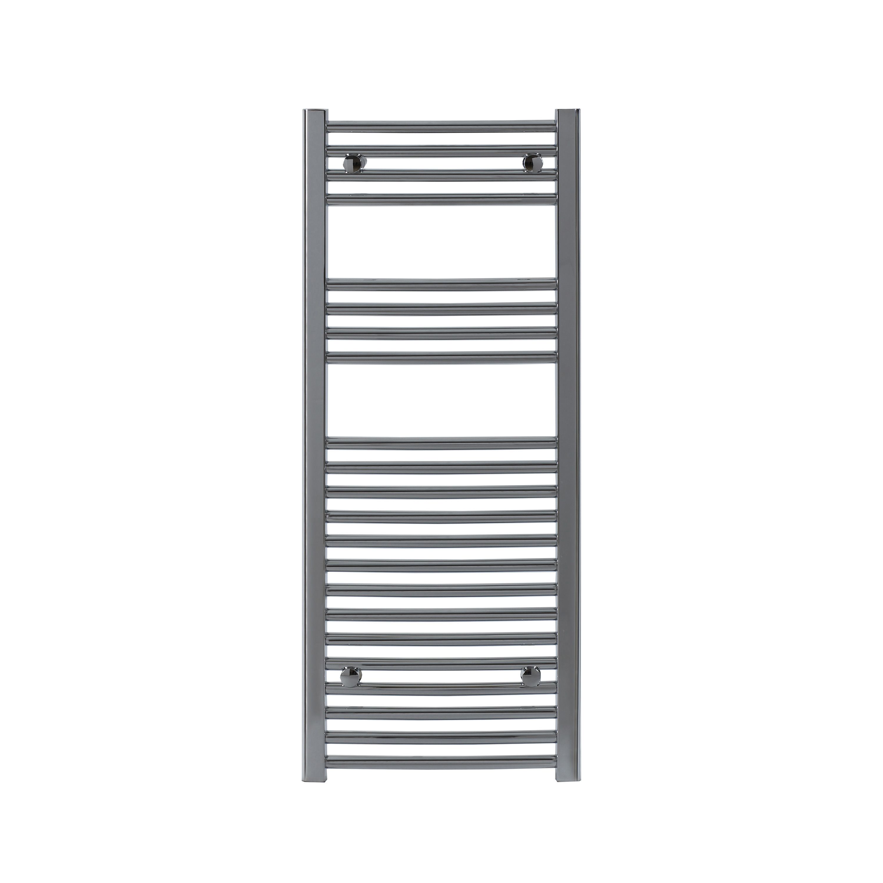 Flomasta Curved Chrome effect Vertical Curved Towel radiator (W)450mm x  (H)1100mm | DIY at Bu0026Q
