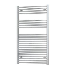 Flomasta Curved Chrome effect Vertical Curved Towel radiator (W)600mm x (H)1100mm