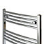 Flomasta Curved Chrome effect Vertical Curved Towel radiator (W)600mm x (H)1100mm