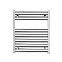 Flomasta Curved Chrome effect Vertical Curved Towel radiator (W)600mm x (H)700mm