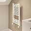 Flomasta Curved, White Vertical Curved Towel radiator (W)400mm x (H)700mm