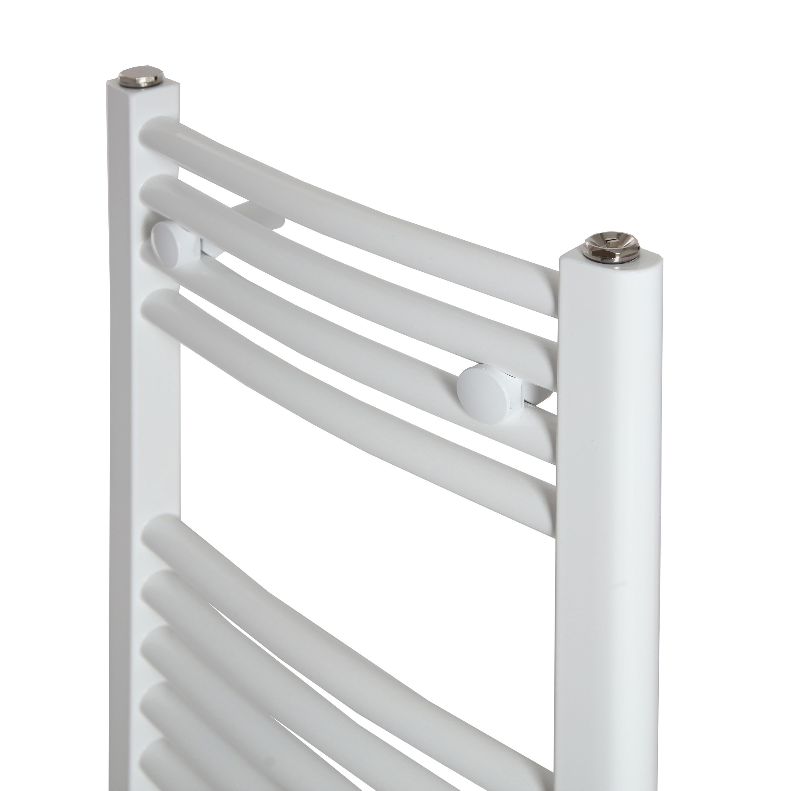 Flomasta Curved, White Vertical Towel radiator (W)400mm x (H)700mm