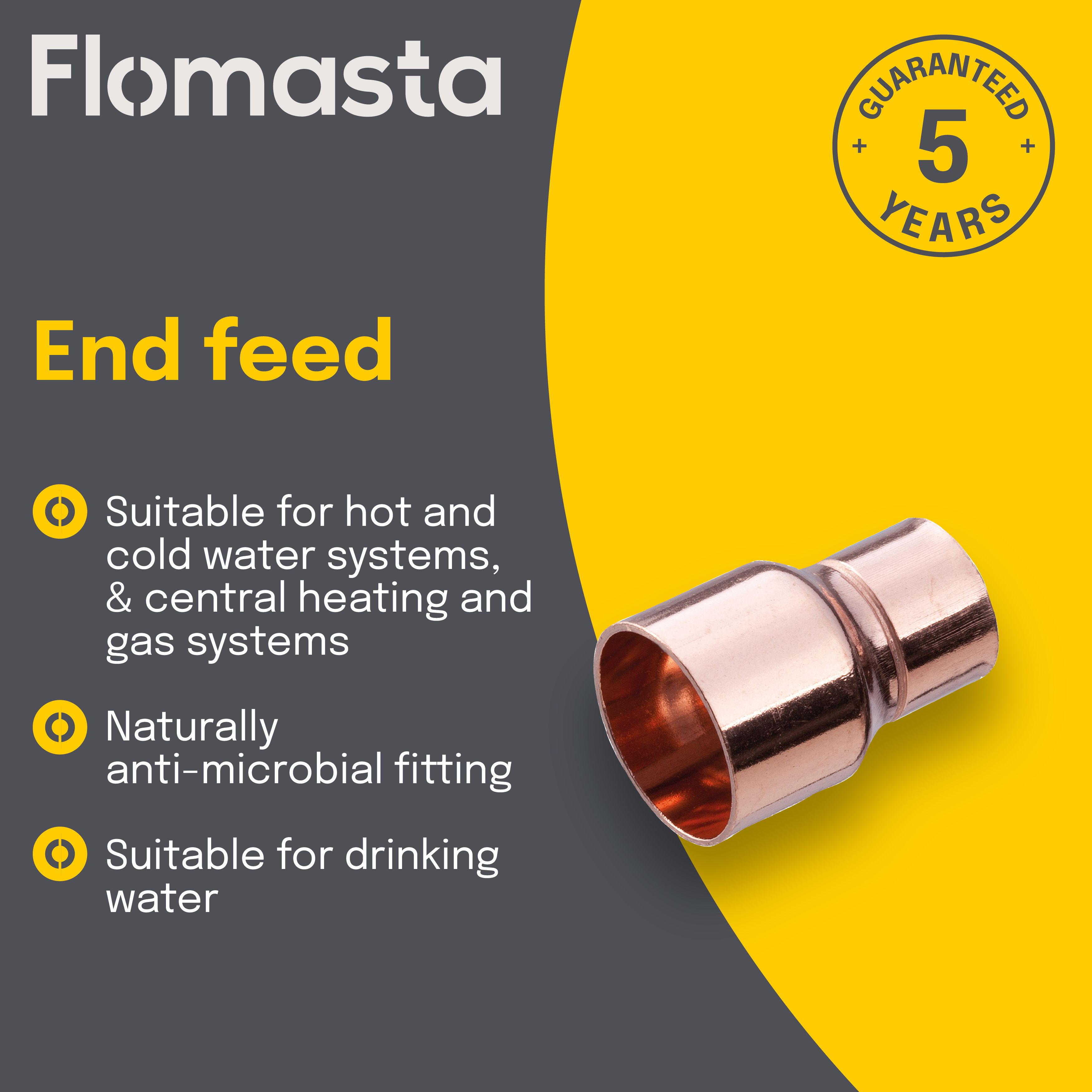 Flomasta E5243 End feed Straight Pipe fitting reducer (Dia)22mm x 15mm, Pack of 2