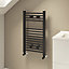 Flomasta Flat, Black Vertical Flat Towel radiator (W)400mm x (H)700mm