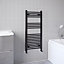 Flomasta Flat, Black Vertical Flat Towel radiator (W)450mm x (H)1000mm