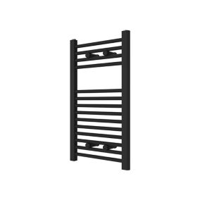 Flomasta Flat, Black Vertical Towel radiator (W)400mm x (H)700mm