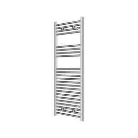 Flomasta Flat Chrome effect 1136BTU Vertical Towel radiator (W)450mm x (H)1200mm