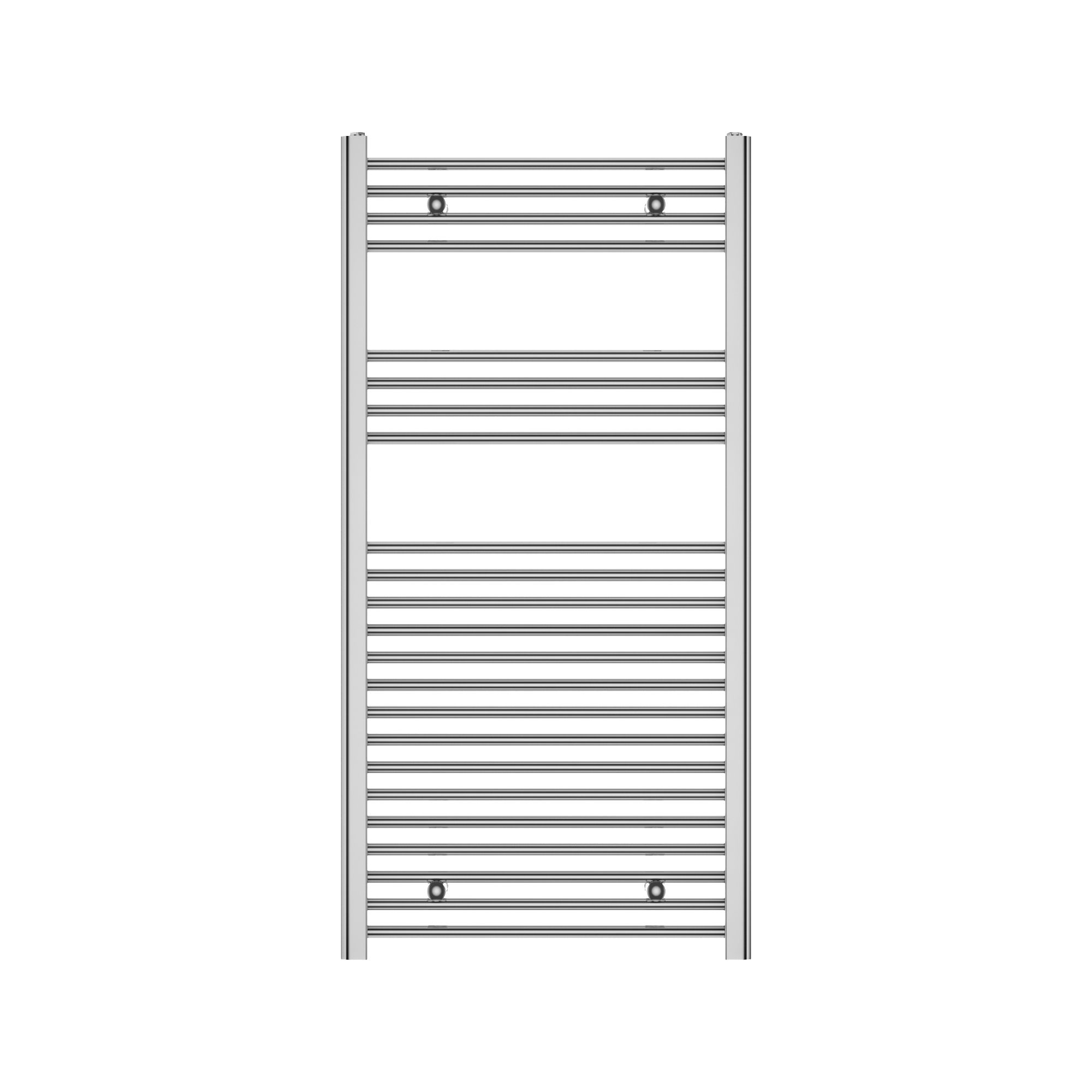Flomasta Flat Chrome effect 1415BTU Vertical Towel radiator (W)600mm x (H)1200mm