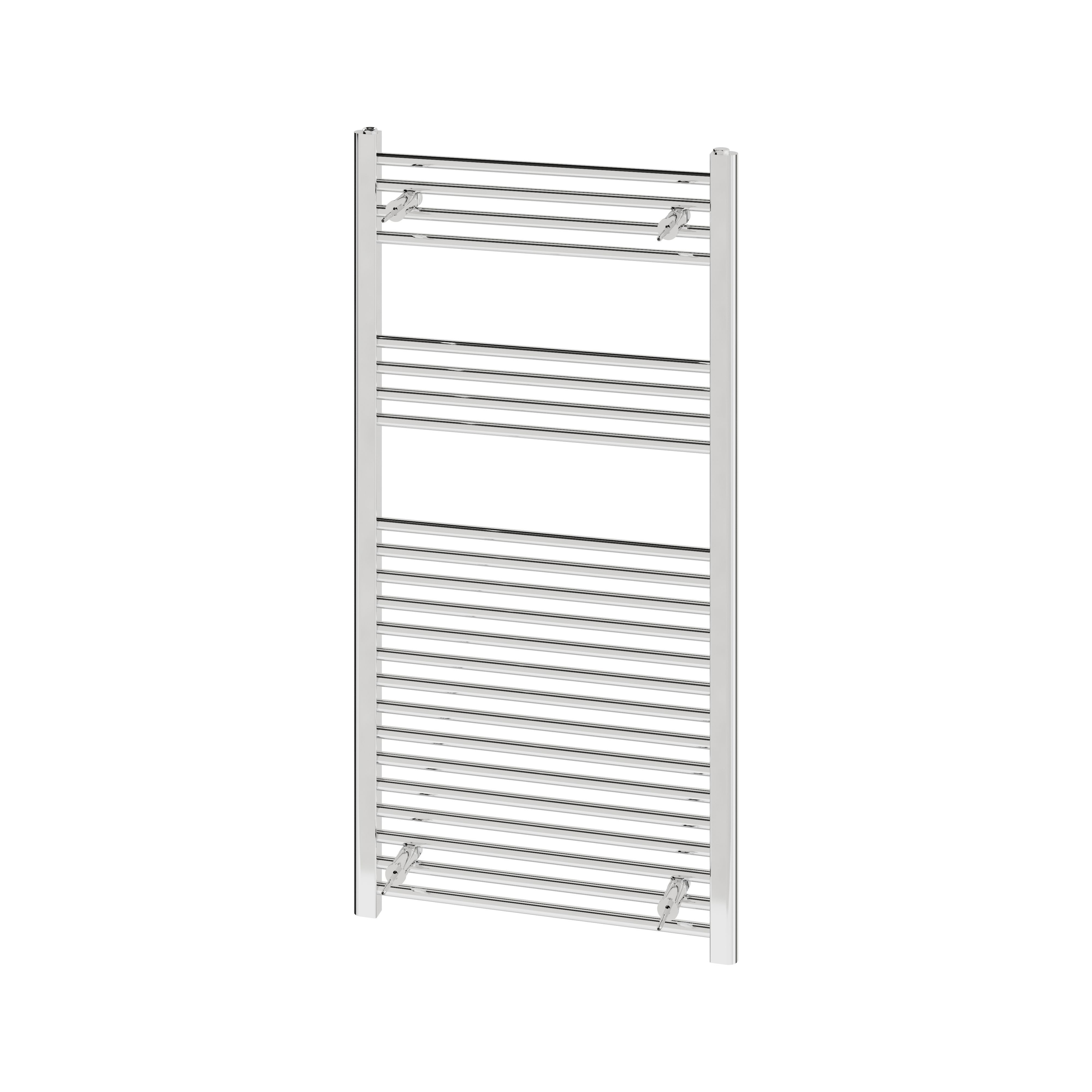 Flomasta Flat Chrome effect 1415BTU Vertical Towel radiator (W)600mm x (H)1200mm