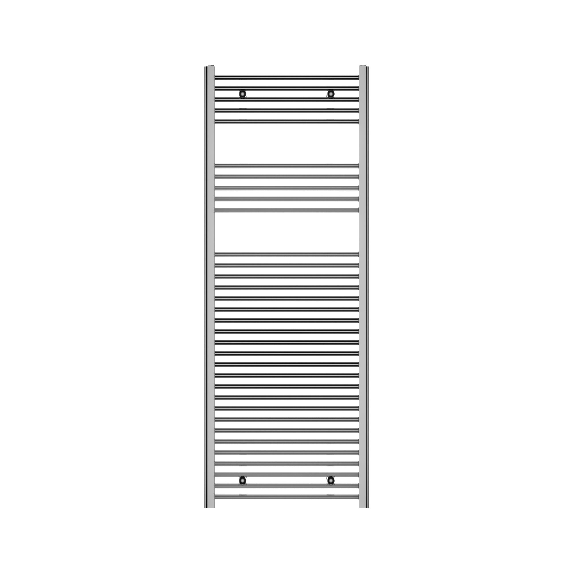 Flomasta Flat Chrome effect 1889BTU Vertical Towel radiator (W)600mm x (H)1600mm