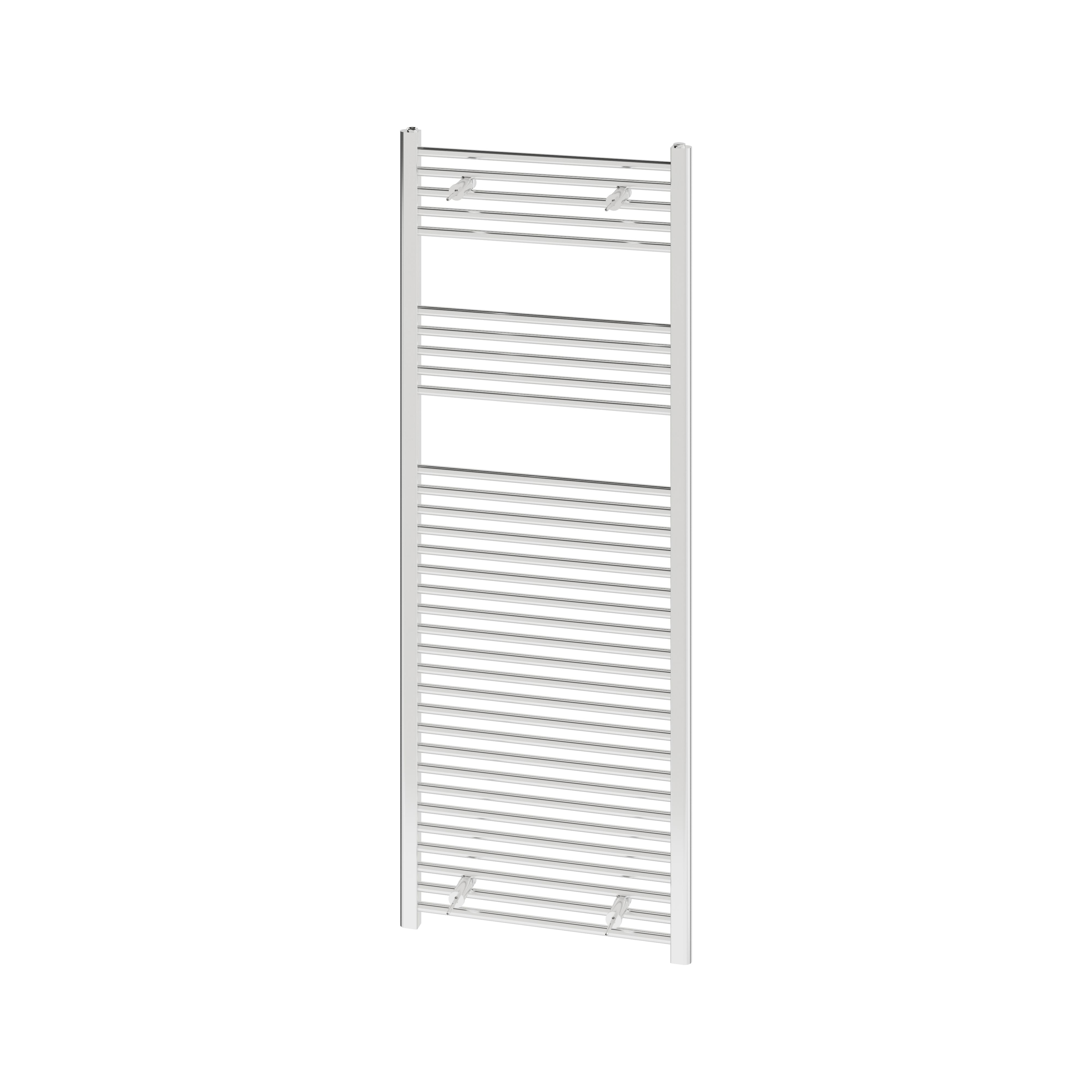 Flomasta Flat Chrome effect 1889BTU Vertical Towel radiator (W)600mm x (H)1600mm