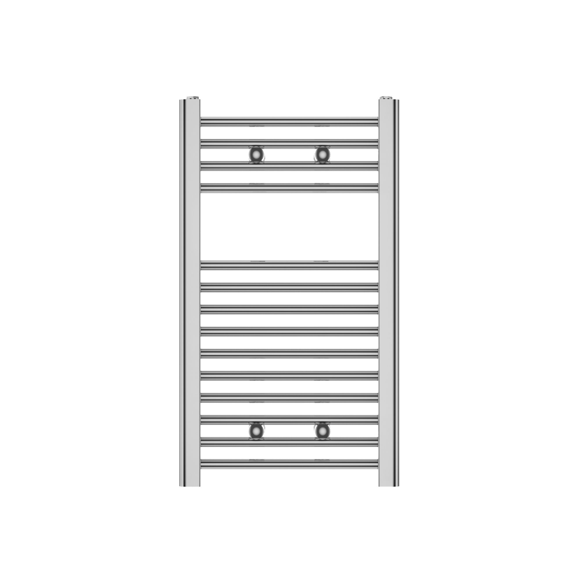 Flomasta Flat Chrome effect 563BTU Vertical Towel radiator (W)400mm x (H)700mm