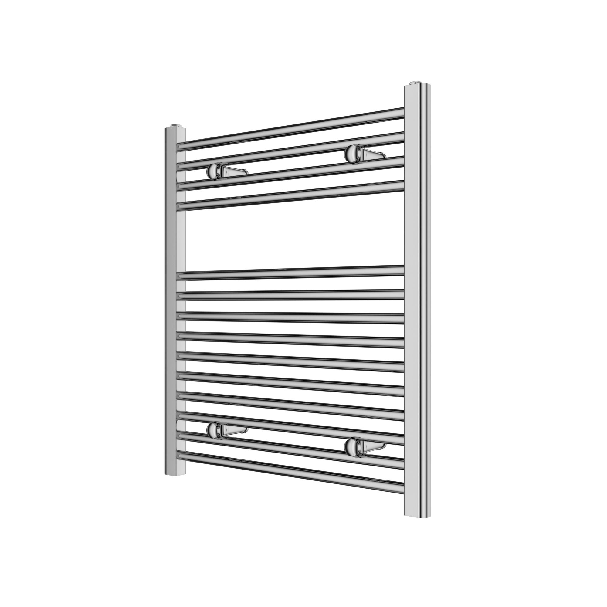 Flomasta Flat Chrome effect 859BTU Vertical Towel radiator (W)600mm x (H)700mm