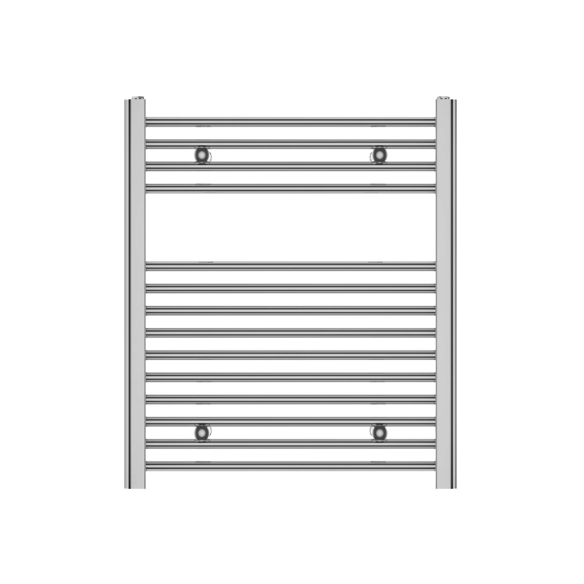 Flomasta Flat Chrome effect 859BTU Vertical Towel radiator (W)600mm x (H)700mm