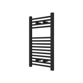 Flomasta Flat Vertical Towel radiator, Black (W)400mm (H)700mm