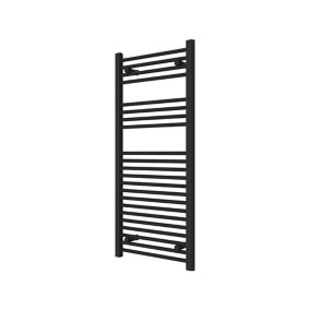 Flomasta Flat Vertical Towel radiator, Black (W)500mm (H)1100mm