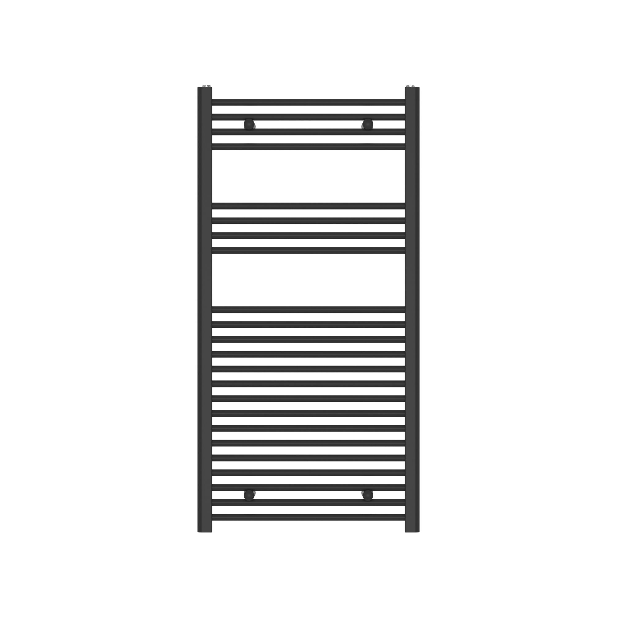 Flomasta Flat Vertical Towel radiator Black W 600mm H 1200mm DIY at B Q