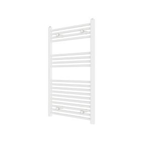 Flomasta Flat Vertical Towel radiator, White (W)600mm (H)1000mm