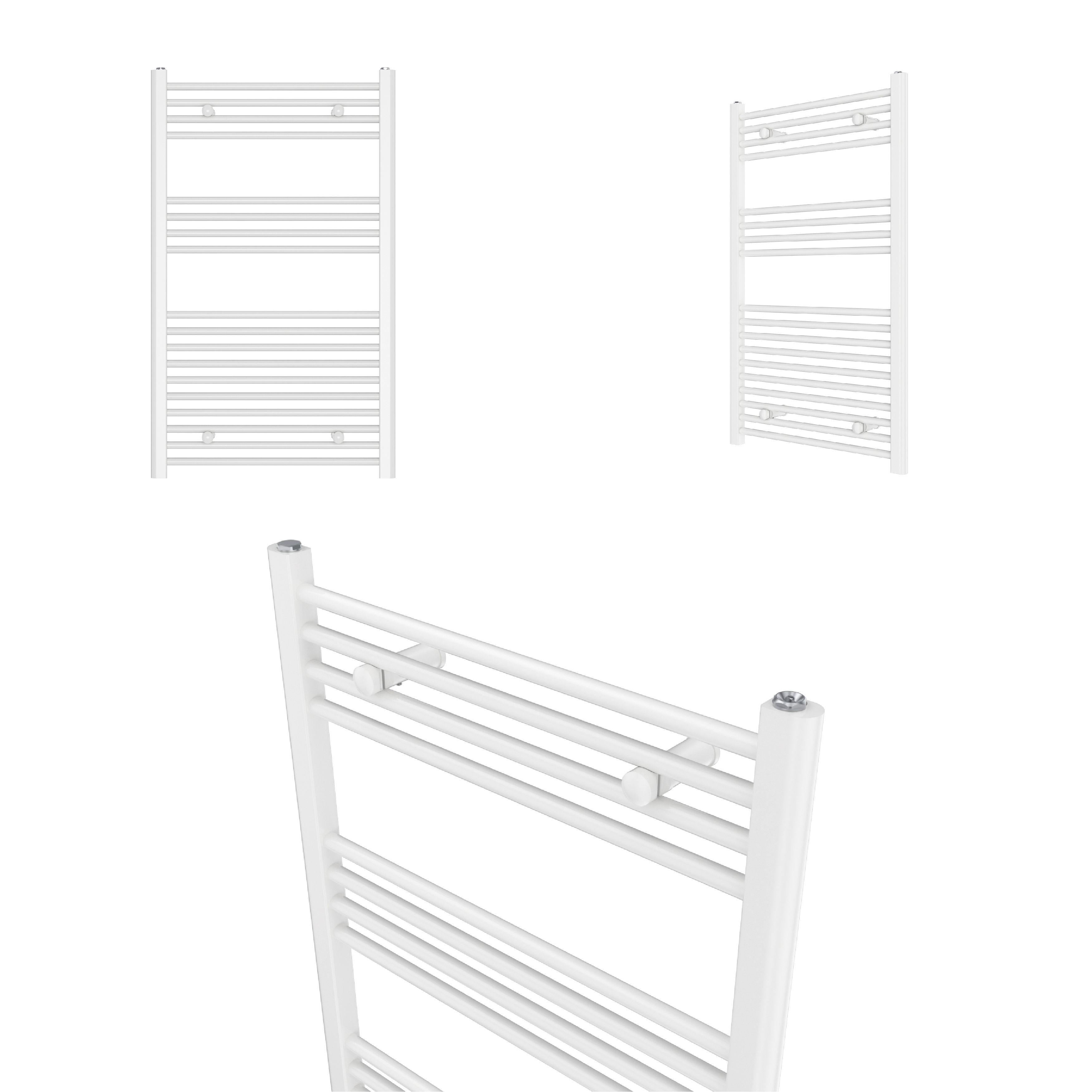Flomasta Flat White 1760BTU Vertical Towel radiator (W)600mm x (H)1000mm
