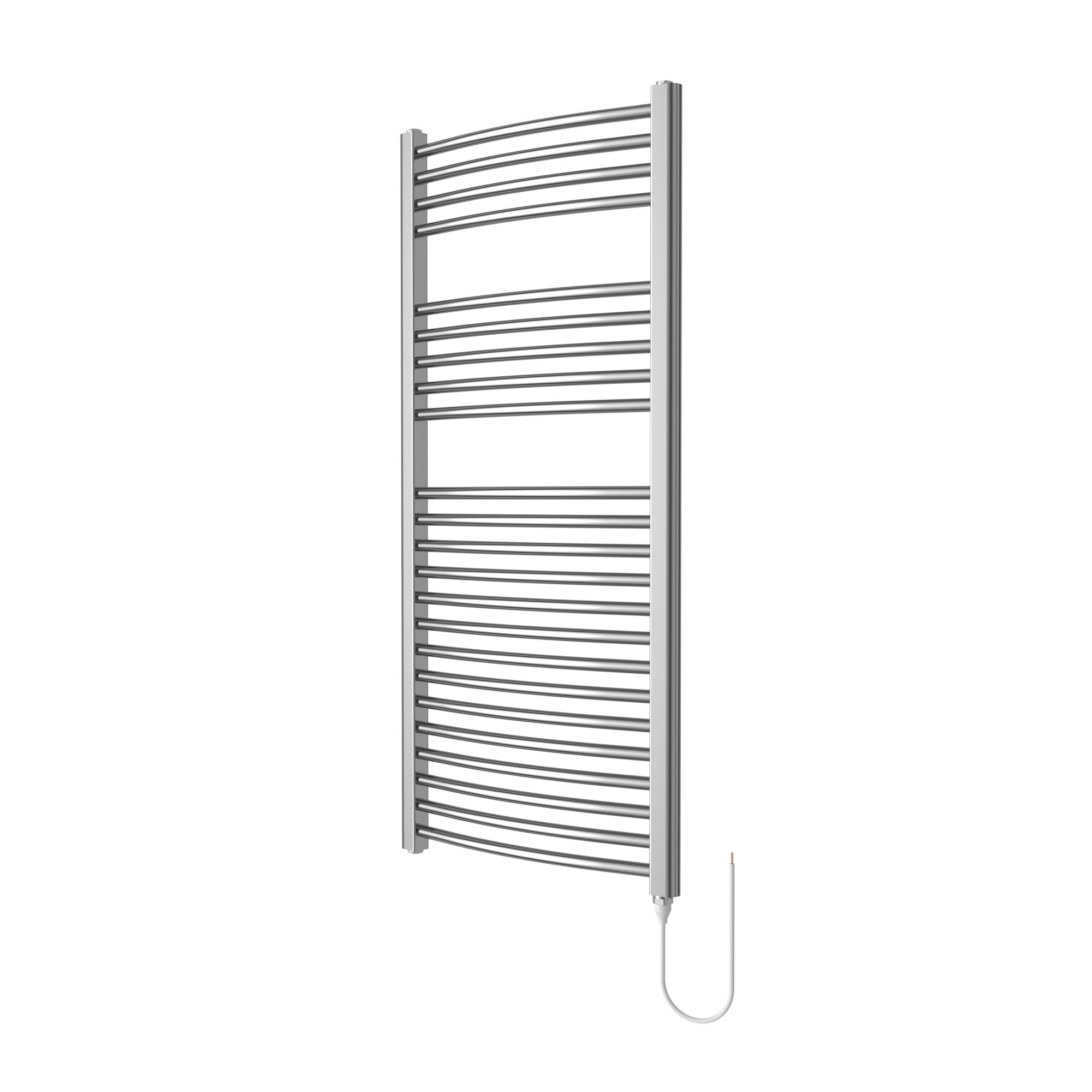 Flomasta Galene Chrome effect Electric Curved Towel warmer (W)500mm x (H)1100mm