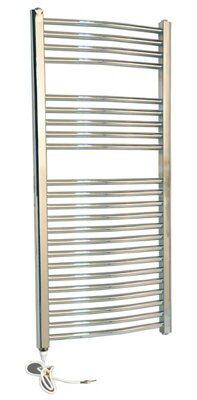 Flomasta Galene Chrome effect Electric Curved Towel warmer (W)500mm x (H)1100mm