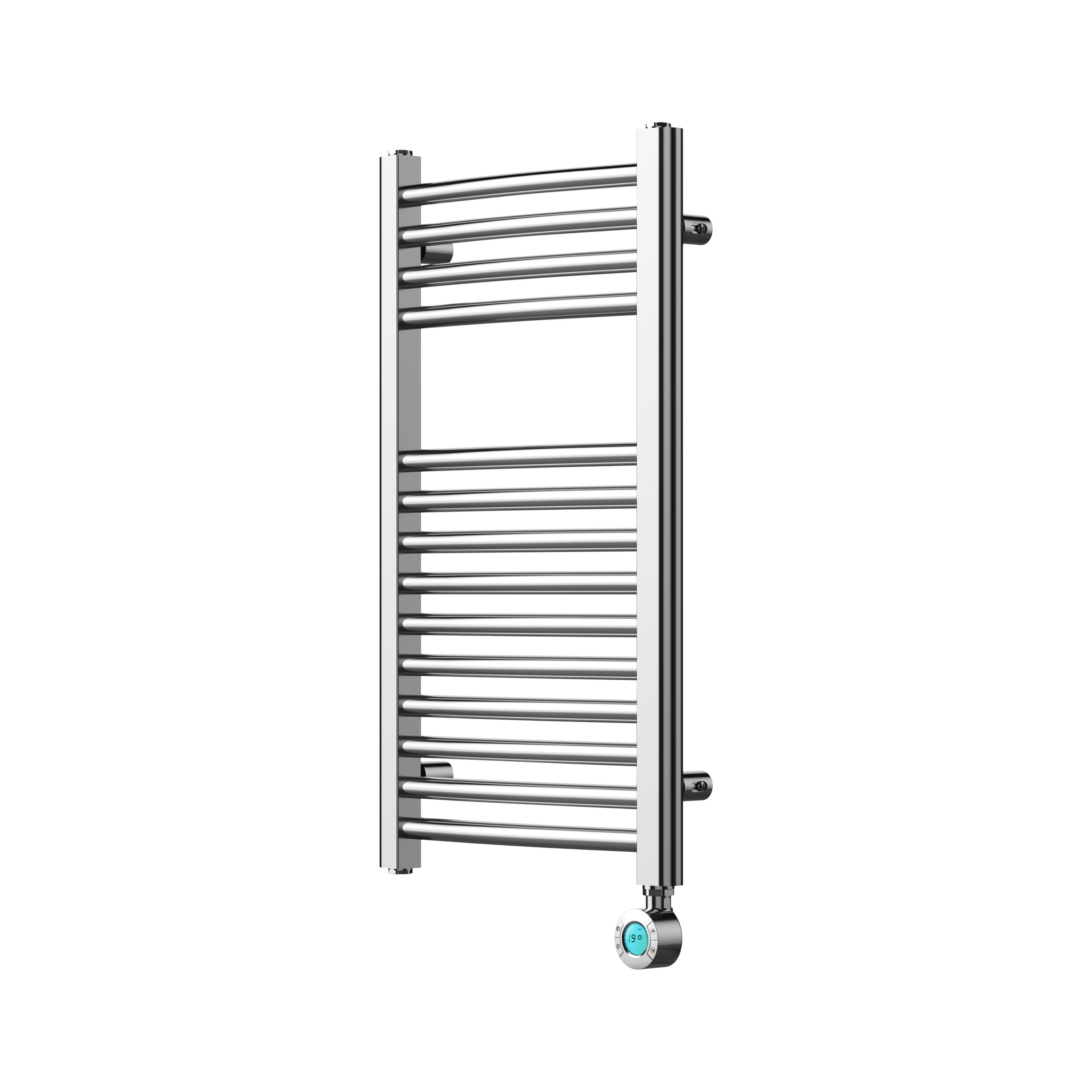 Flomasta Gelene Chrome effect Electric Curved Towel warmer (W