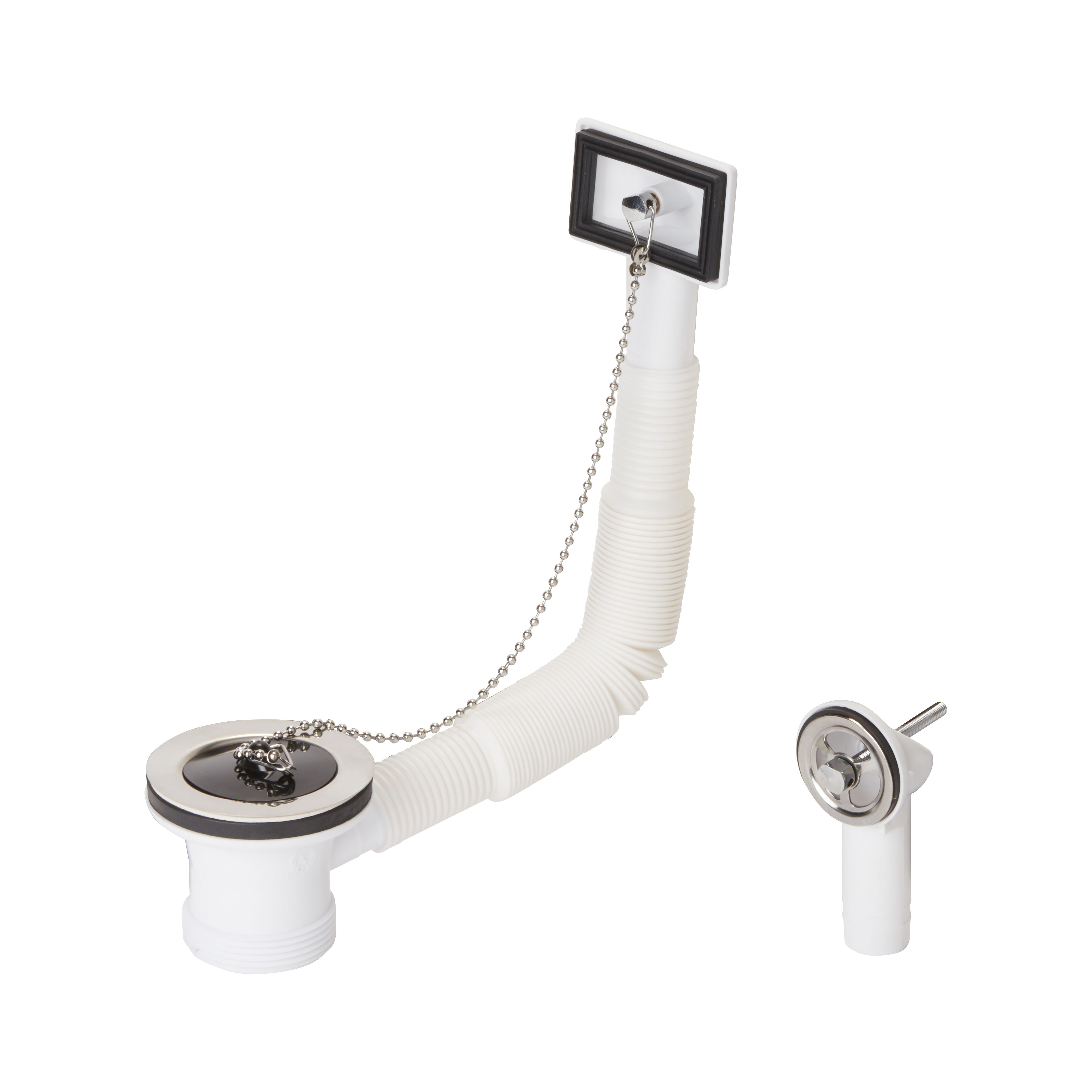 Flomasta Gloss white Brass & plastic Sink Overflow, (Dia)70mm