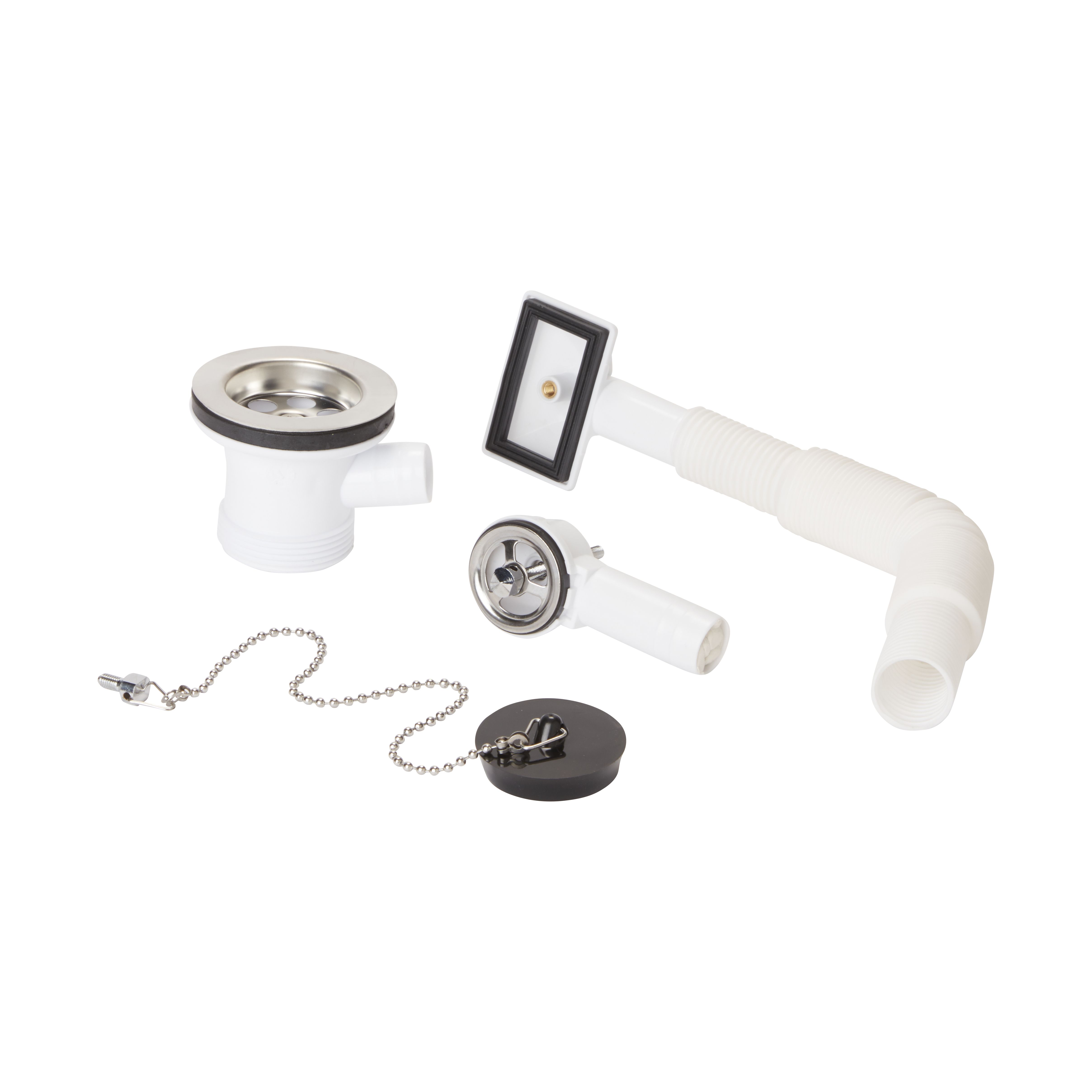 Flomasta Gloss white Brass & plastic Sink Overflow, (Dia)70mm