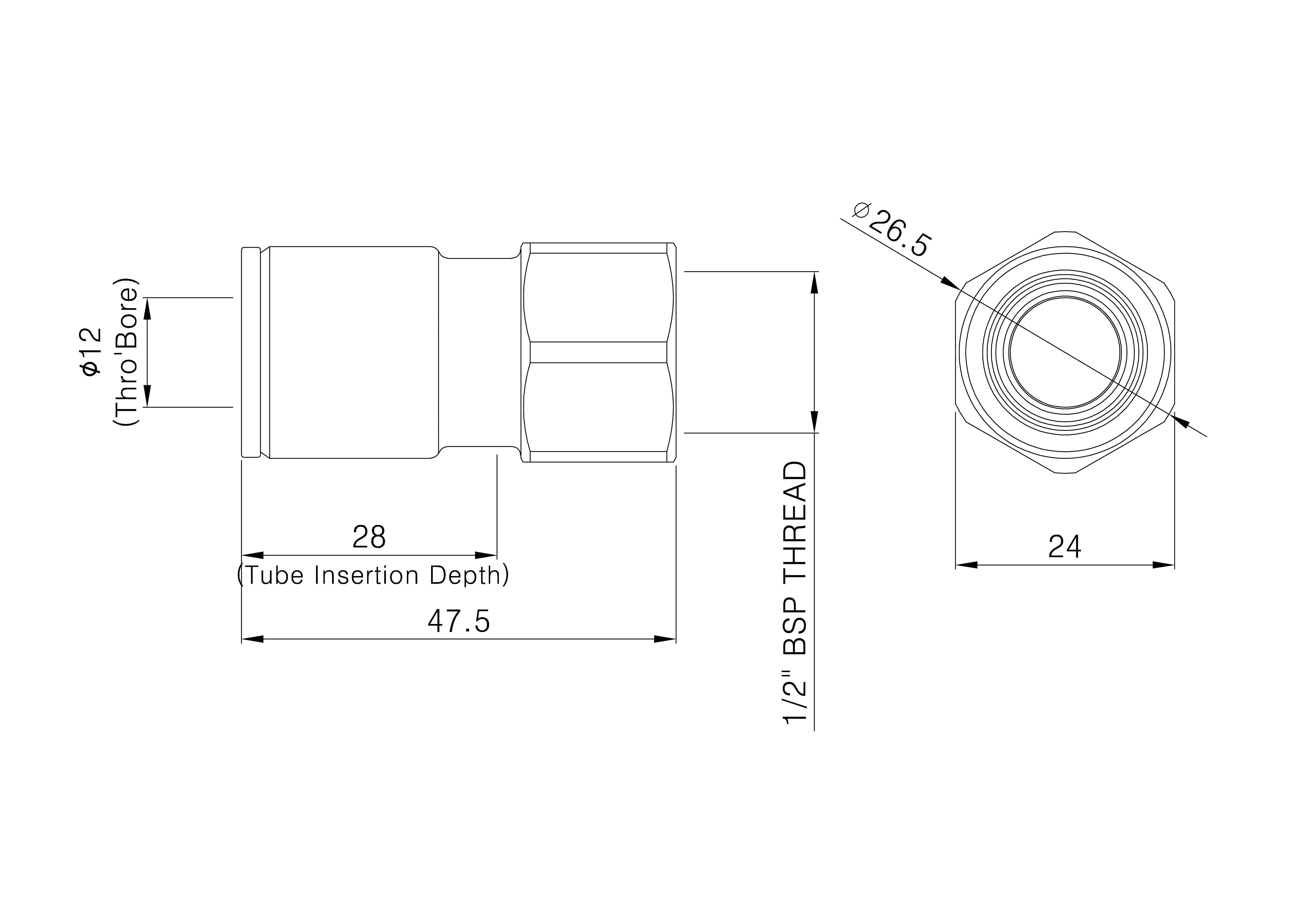 Flomasta Gold Female Reducing Coupler (Dia)27mm (L)48mm ½"
