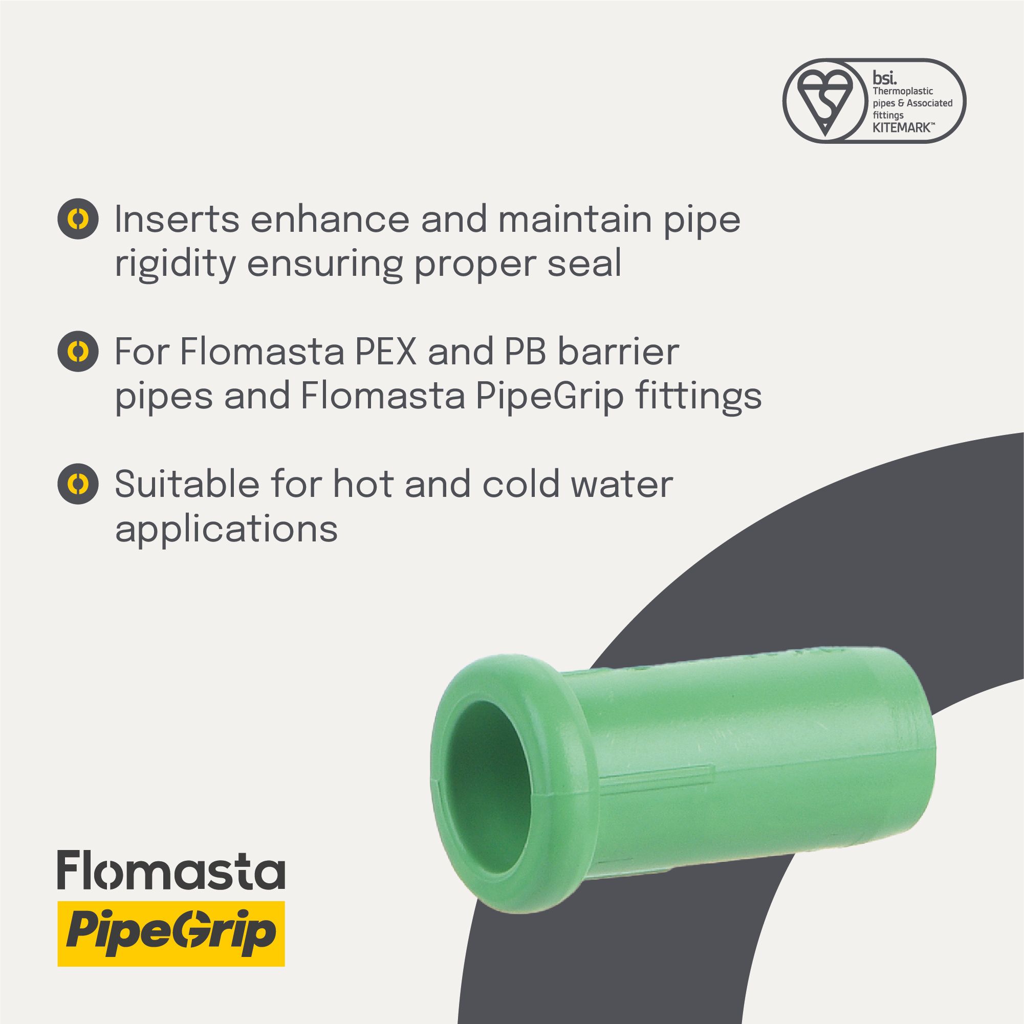 Flomasta Green Plastic Push-fit Pipe insert (Dia)15mm, Pack of 10