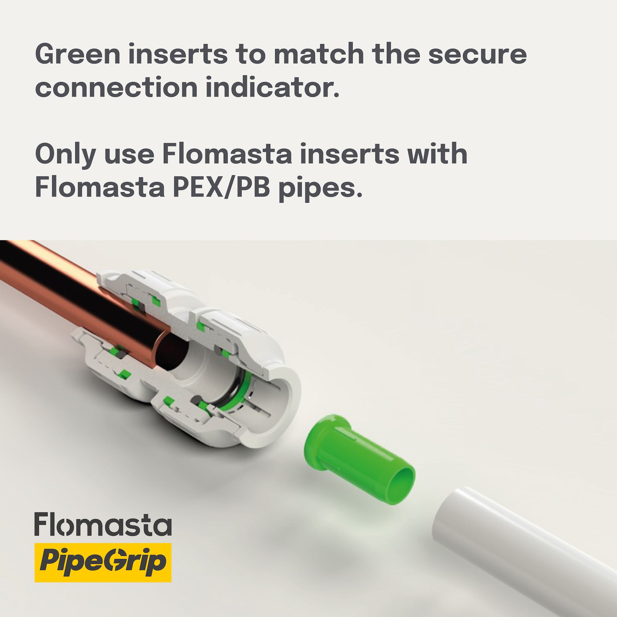 Flomasta Green Plastic Push-fit Pipe insert (Dia)15mm, Pack of 50