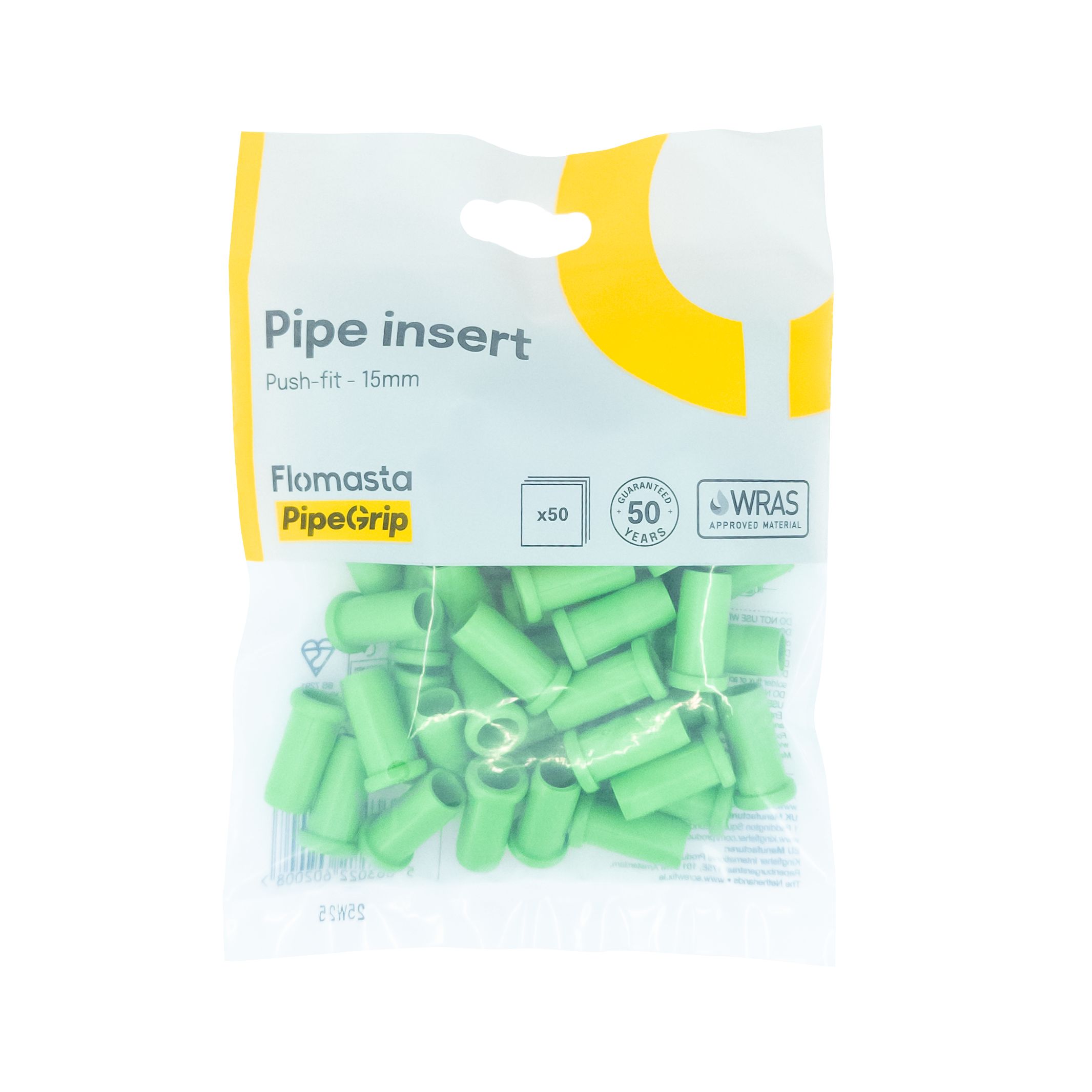 Flomasta Green Plastic Push-fit Pipe insert (Dia)15mm, Pack of 50