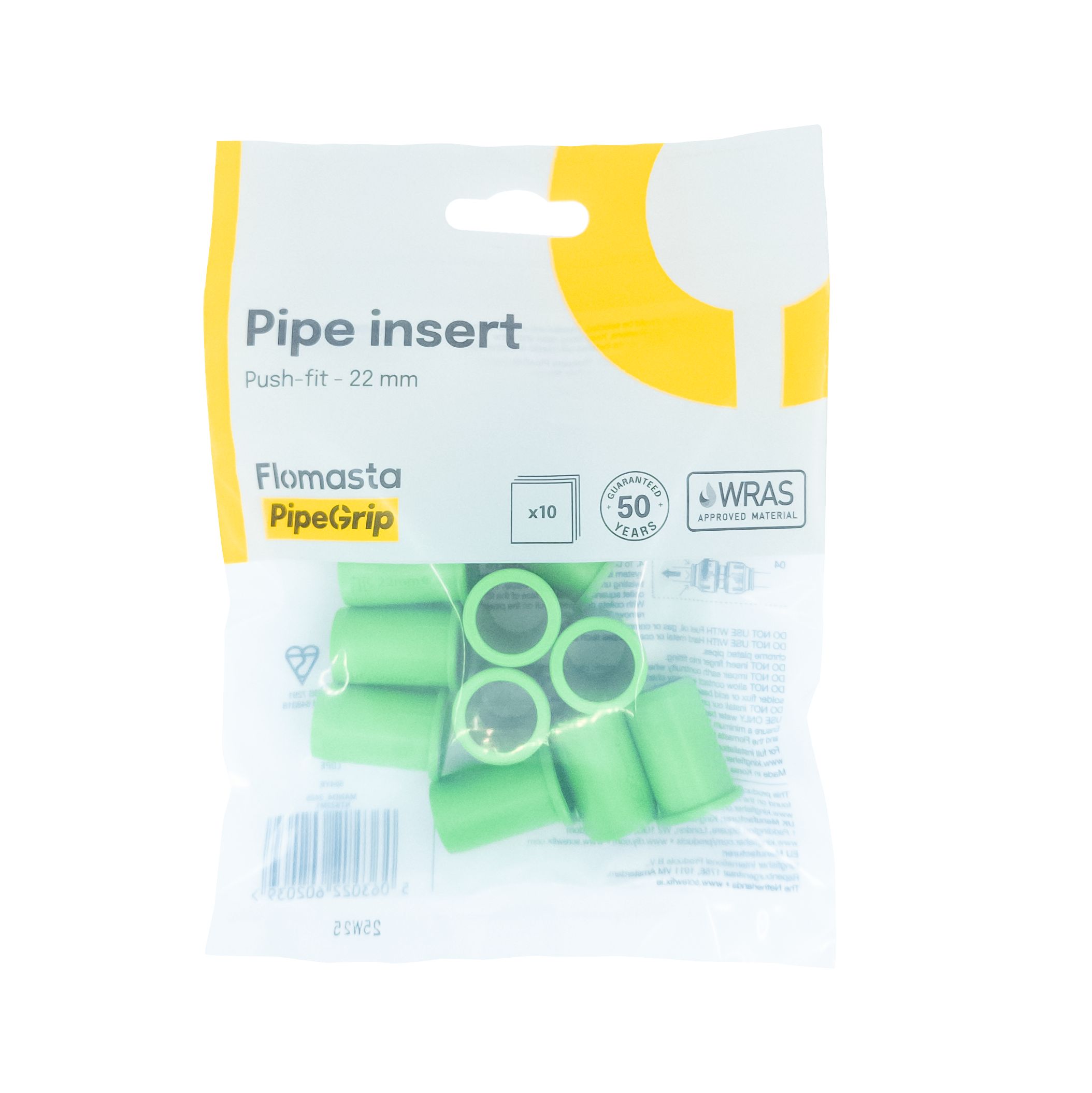 Flomasta Green Plastic Push-fit Pipe insert (Dia)22mm, Pack of 10