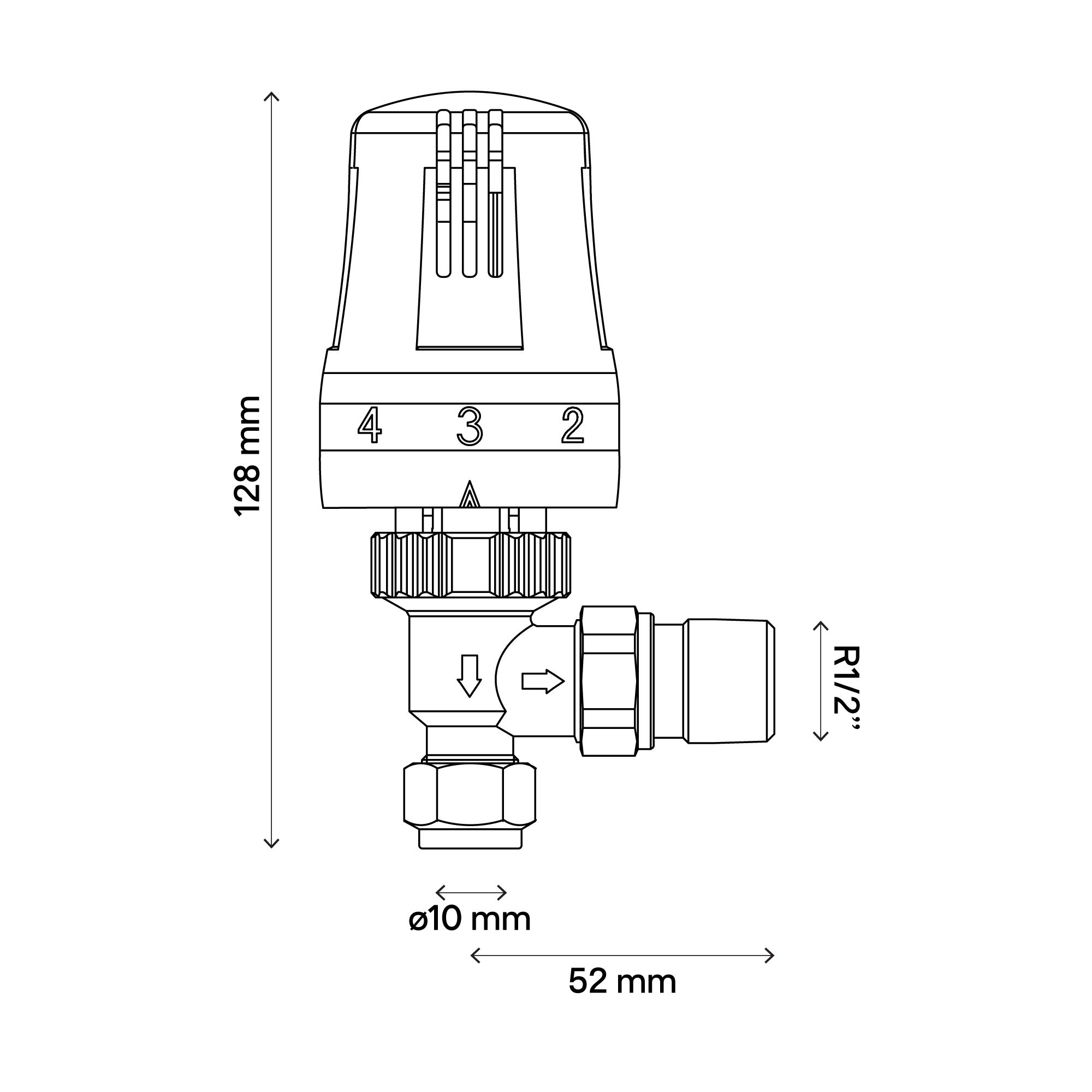 Flomasta  White Angled Manual Radiator Valve with Drain Off  10mm x 21mm - 3