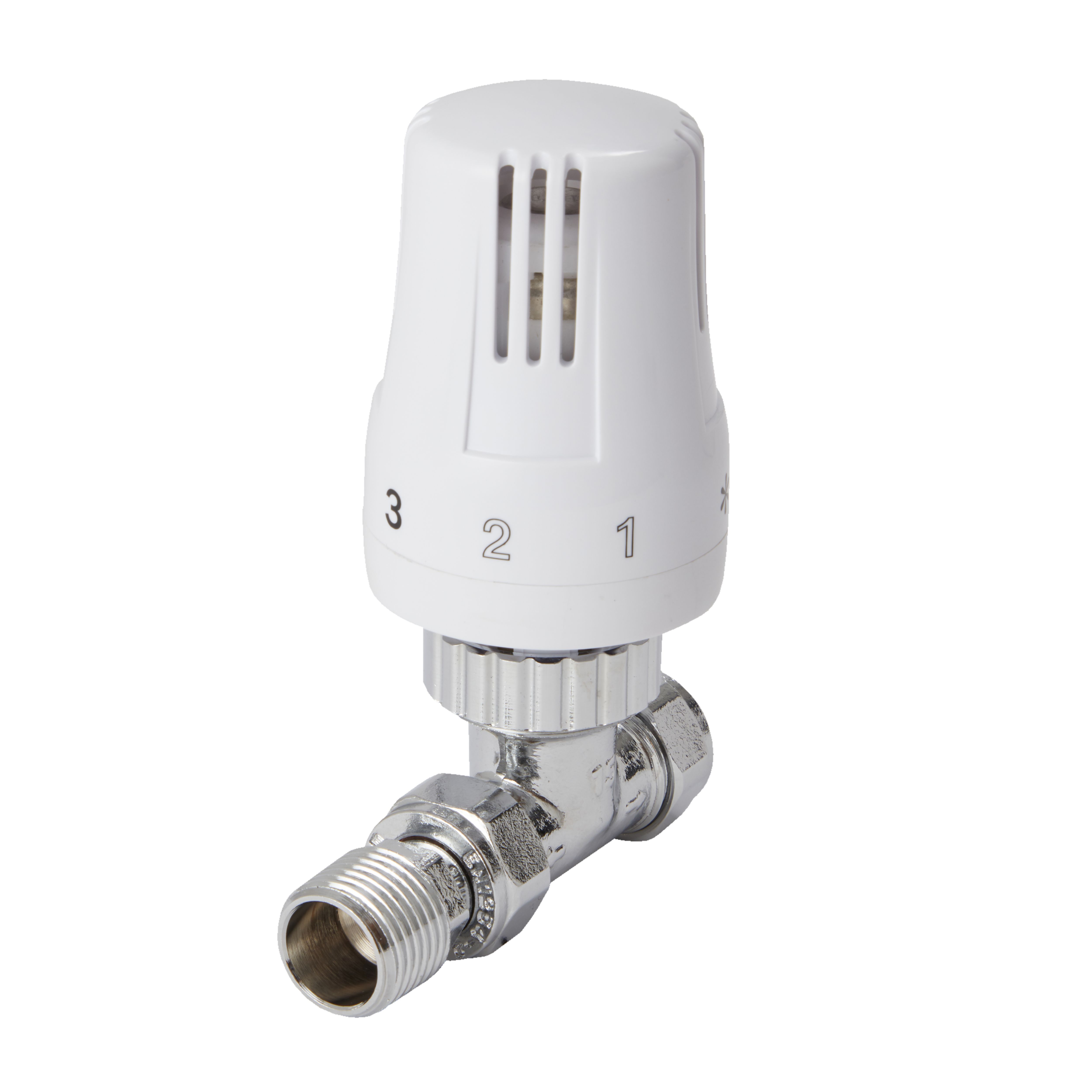 Flomasta Polished Straight Thermostatic Radiator valve (Dia)15mm x ½
