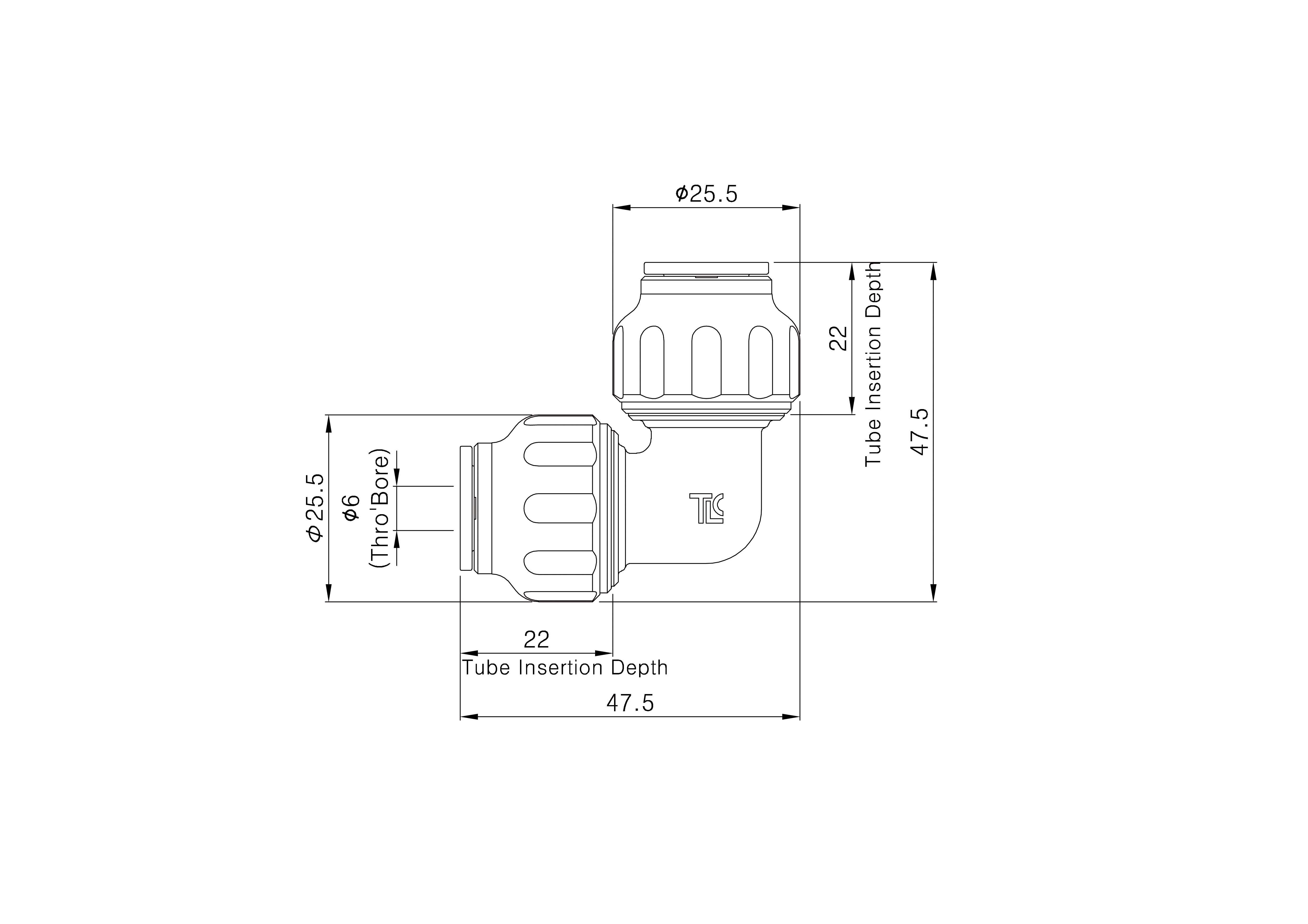 Flomasta Push-fit 90° Pipe elbow (Dia)95mm