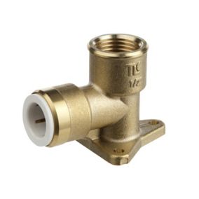 Flomasta Push-fit 90° Reducing Wallplate Elbow valve (Dia)15mm 15mm
