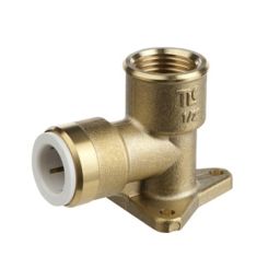 Flomasta Push-fit 90° Reducing Wallplate Elbow valve (Dia)15mm