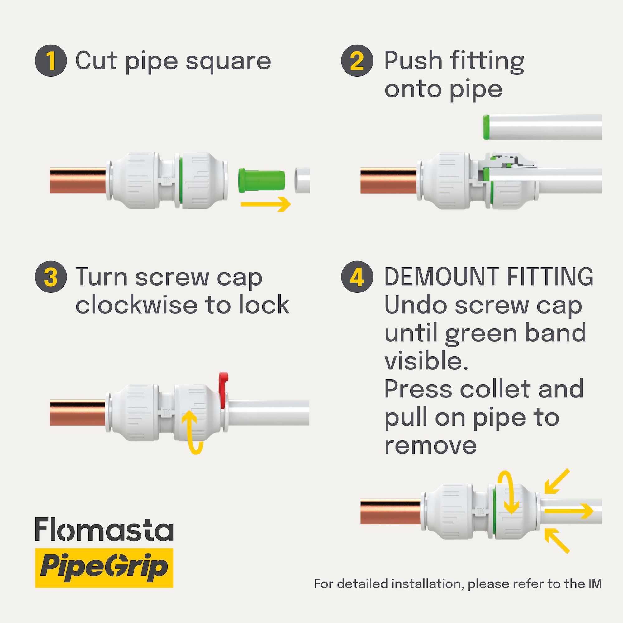 Flomasta Push-fit Polysulfone (PSU) Pipe fitting adaptor x ½