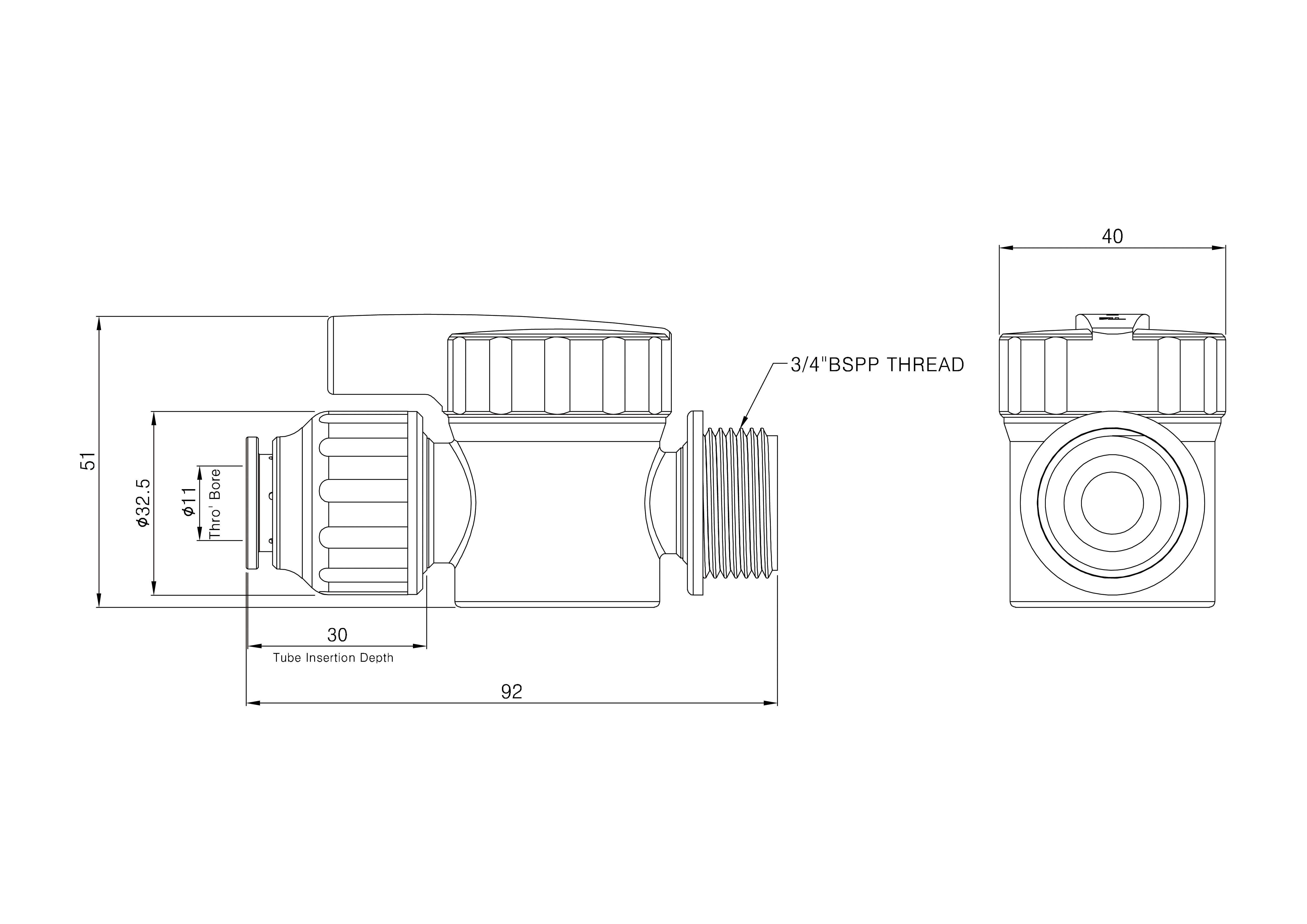 Flomasta Push-fit Washing machine tap, (Dia)15mm x 19.05mm