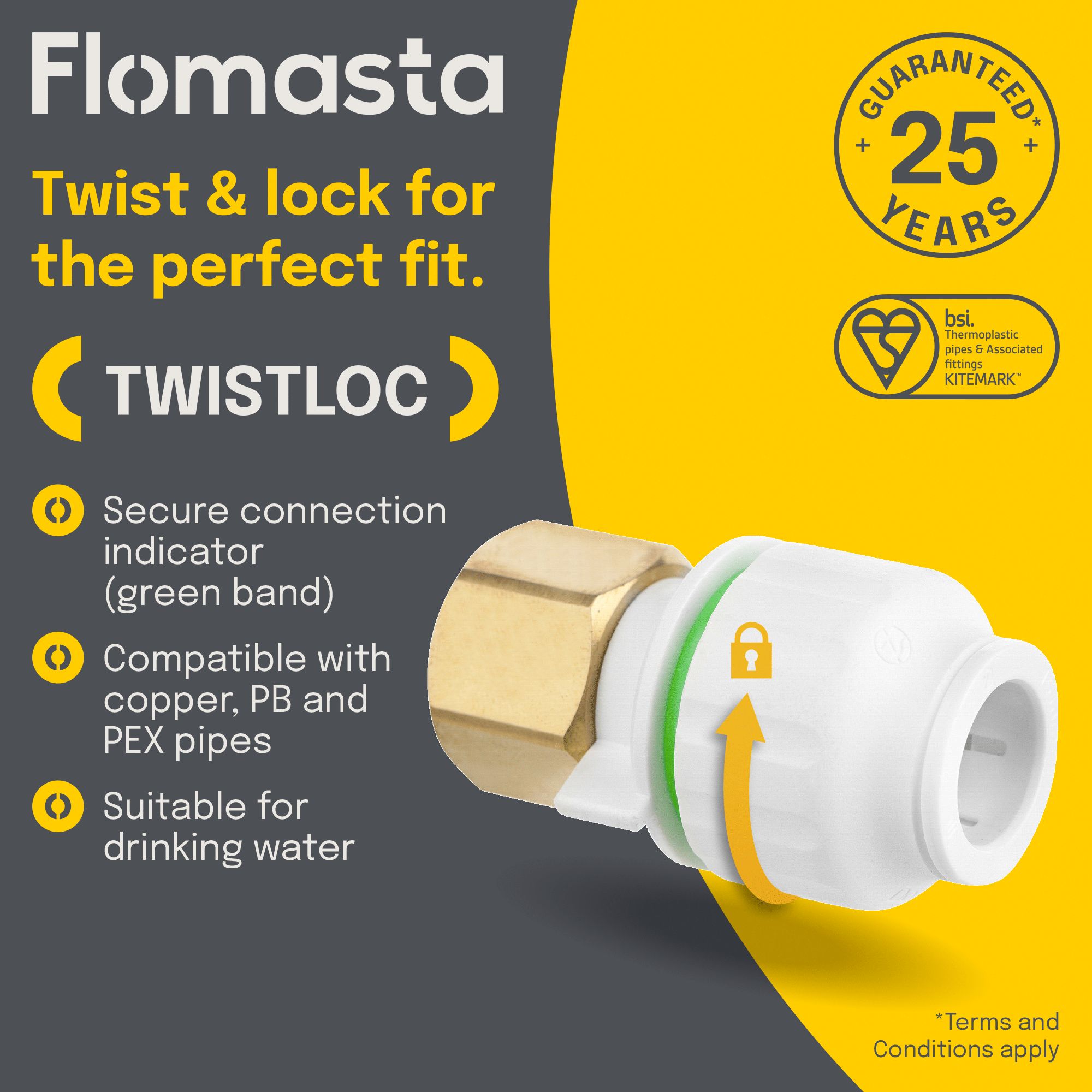 Flomasta Reducing Pipe fitting adaptor, Pack of 2
