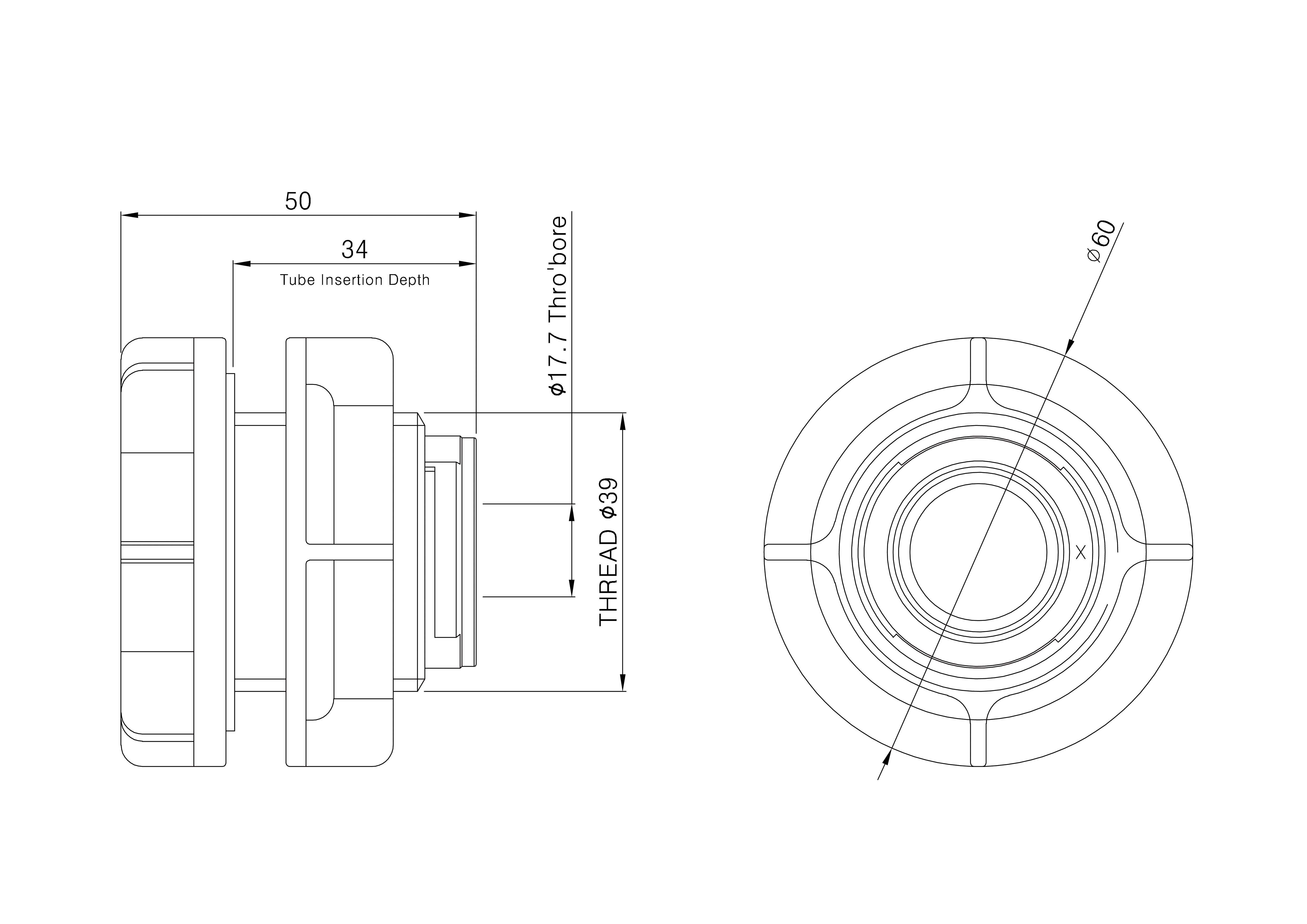 Flomasta Reducing Tank coupler (Dia)22mm