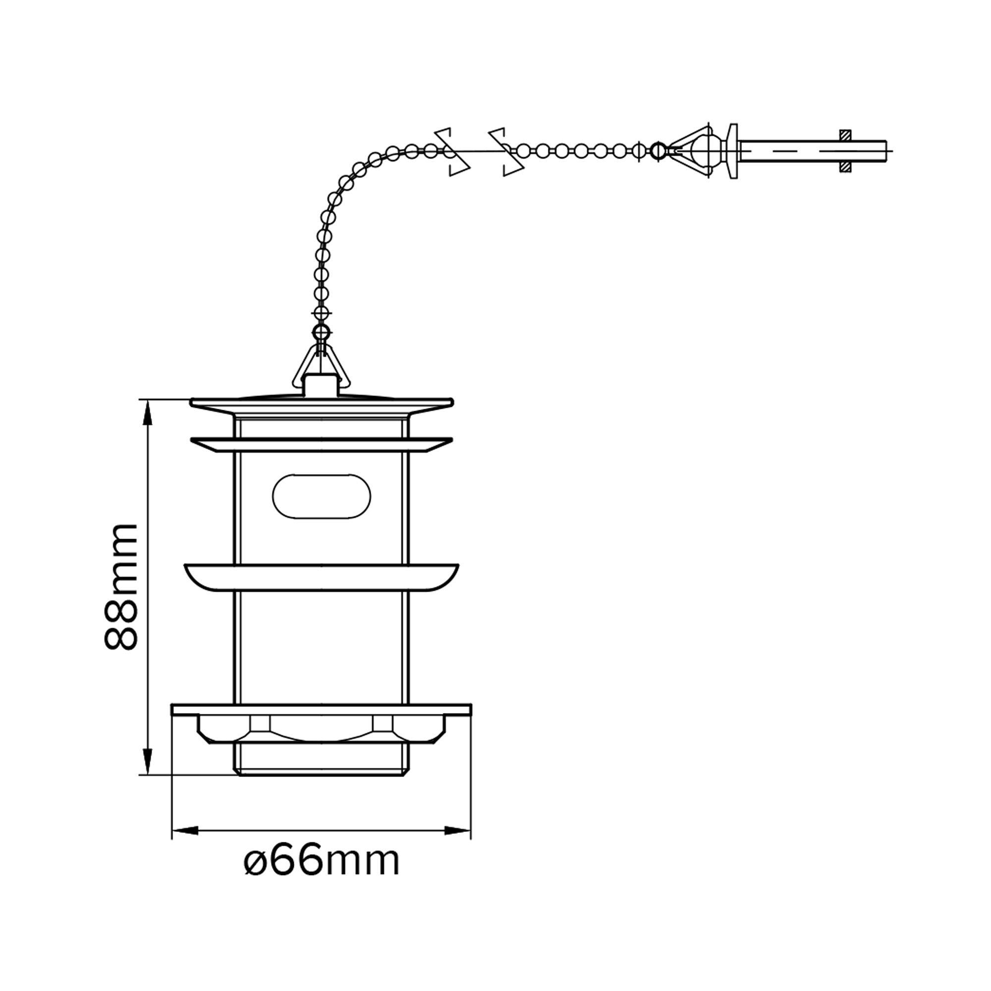 Flomasta Silver Brass 88mm Plug & chain Slotted Waste (Dia)46mm