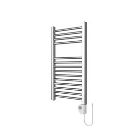 Flomasta Silver Chrome effect Electric Flat Towel warmer (W)400mm x (H)700mm