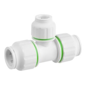 Flomasta SPT67446M White Push-fit Reducing Pipe tee (Dia)22mm x 22mm x 15mm, Pack of 2